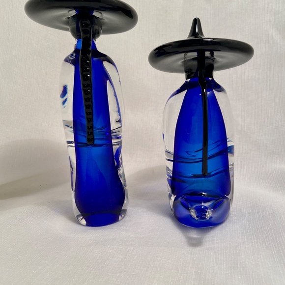 Formia Vetri Di Cobalt Blue & Clear Murano Glass Asian Fiqurines - Picture 16 of 16